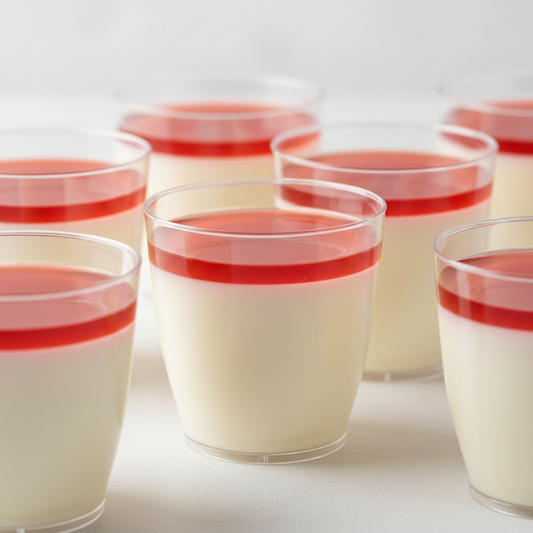 Vanilla Panna Cotta Parfaits with Strawberry Gelée (Box of 12 · 5 oz each)