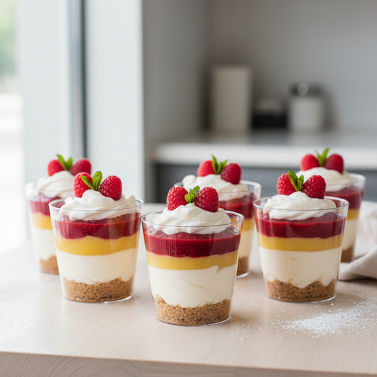 Raspberry Lemon Curd No-Bake Cheesecake Cups (Box of 12 · 5 oz each)