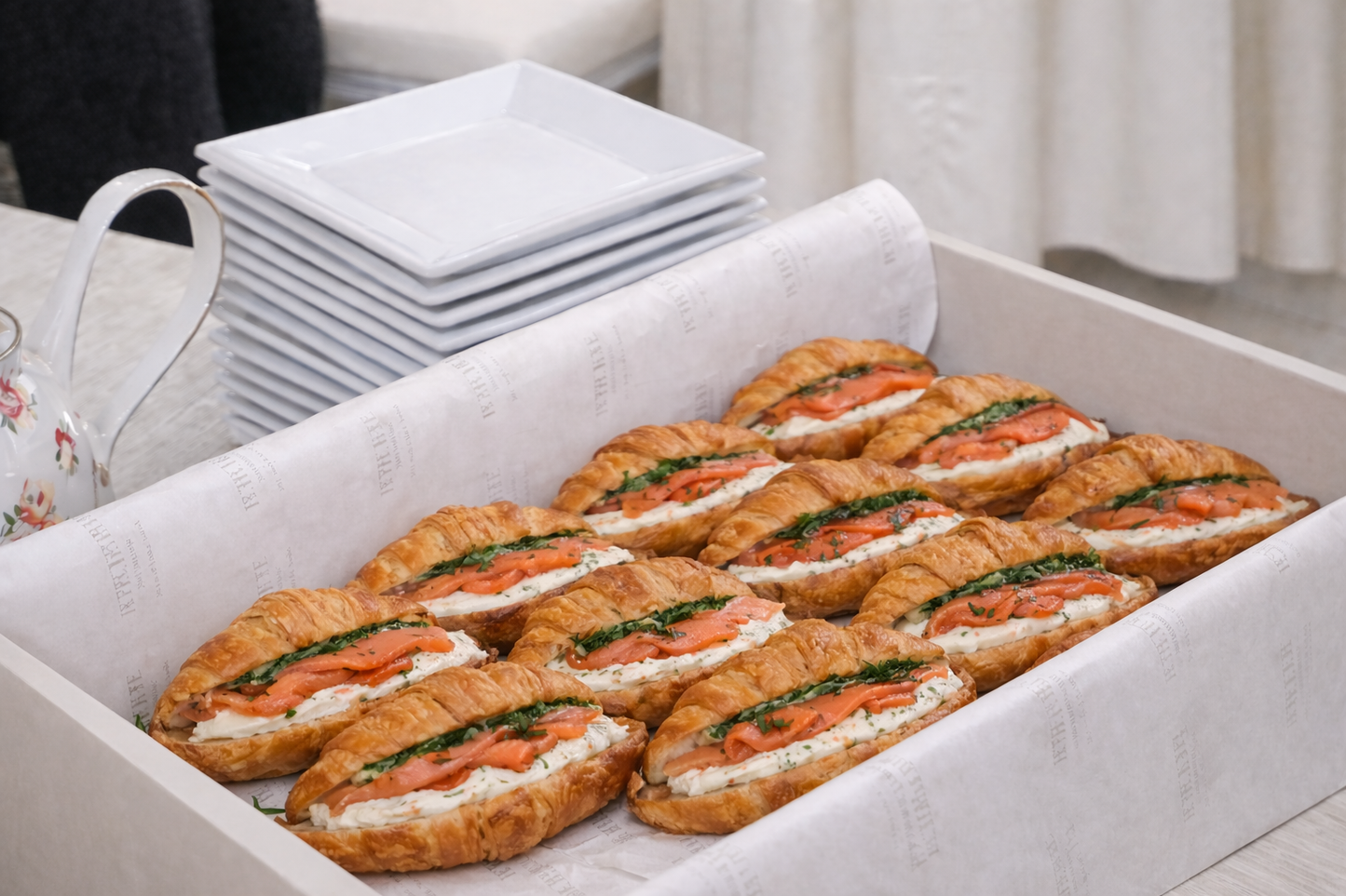 Mini Croissants with Smoked Salmon & Cream Cheese Box (20 pcs)