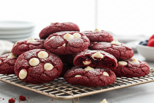 White Chocolate Red Velvet Cookies